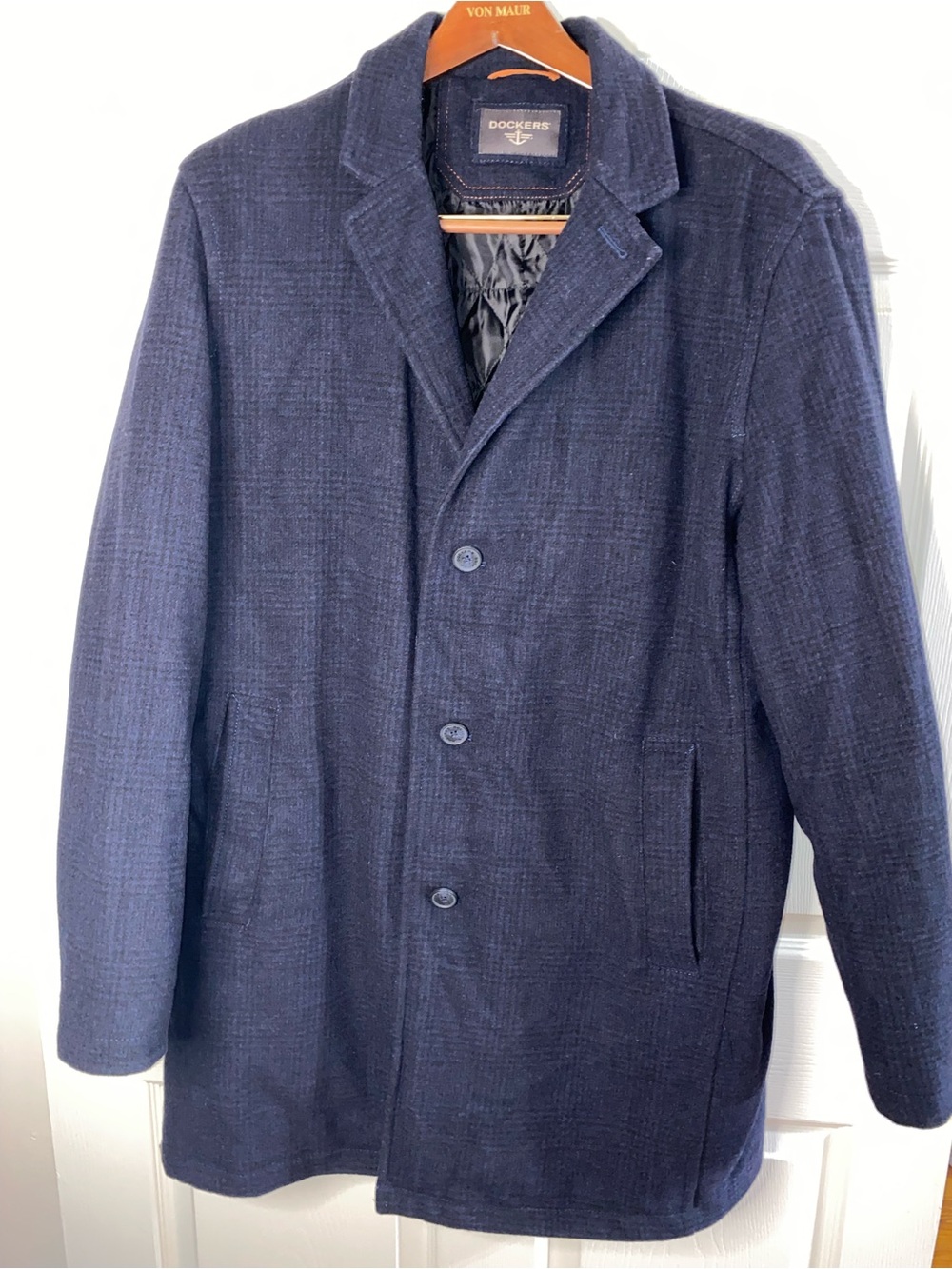 Dockers Men's Dark Navy Wool Blend Pea Coat, Over Coat
